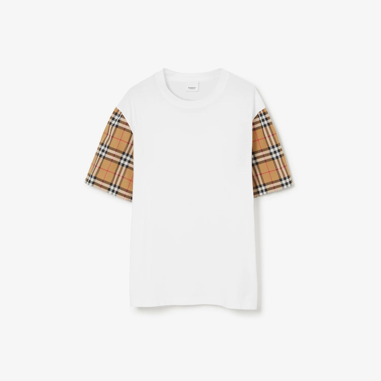 T-shirt Burberry à manches Check Blanc