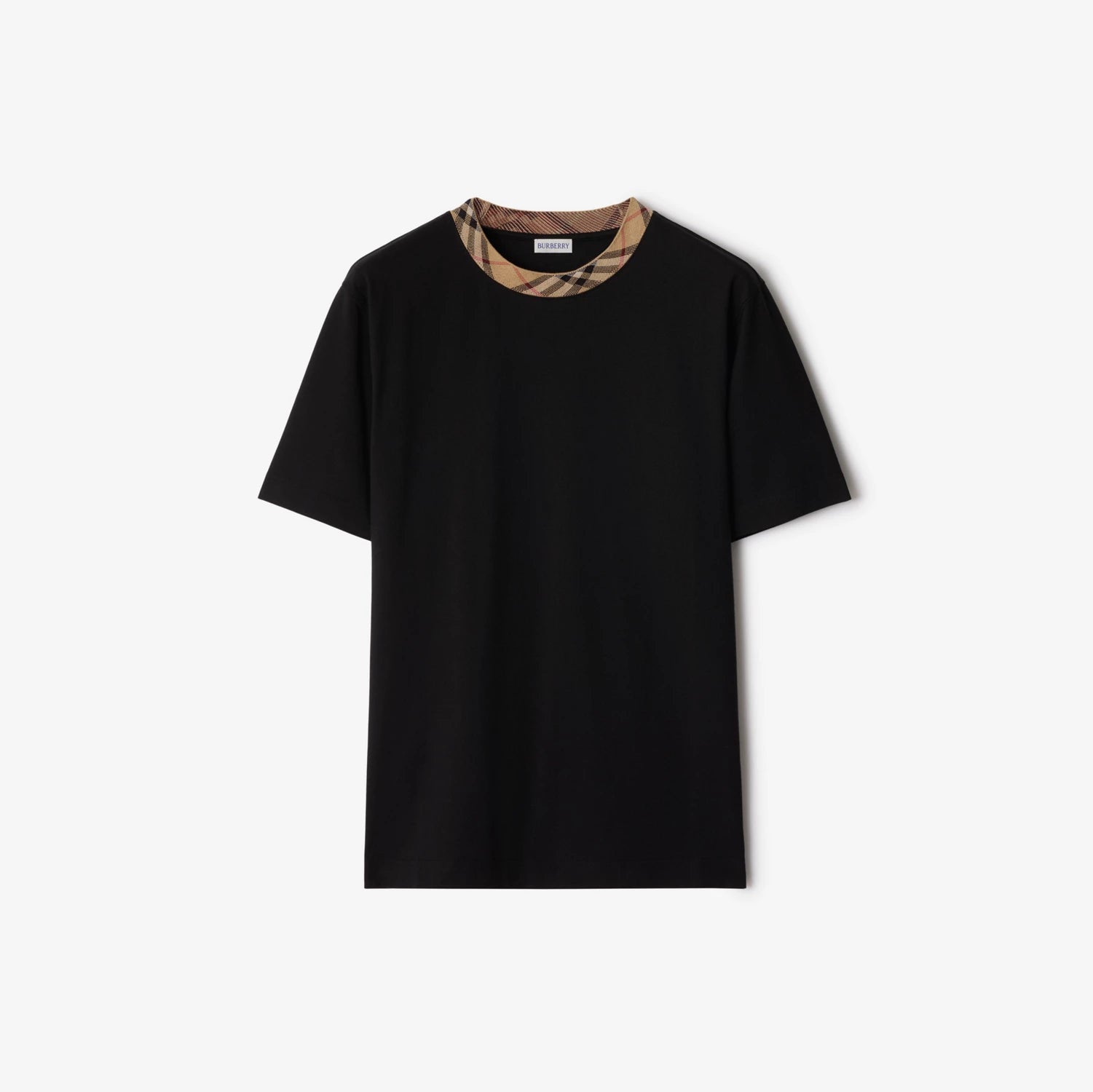 T-shirt en coton à manches Check BLACK
